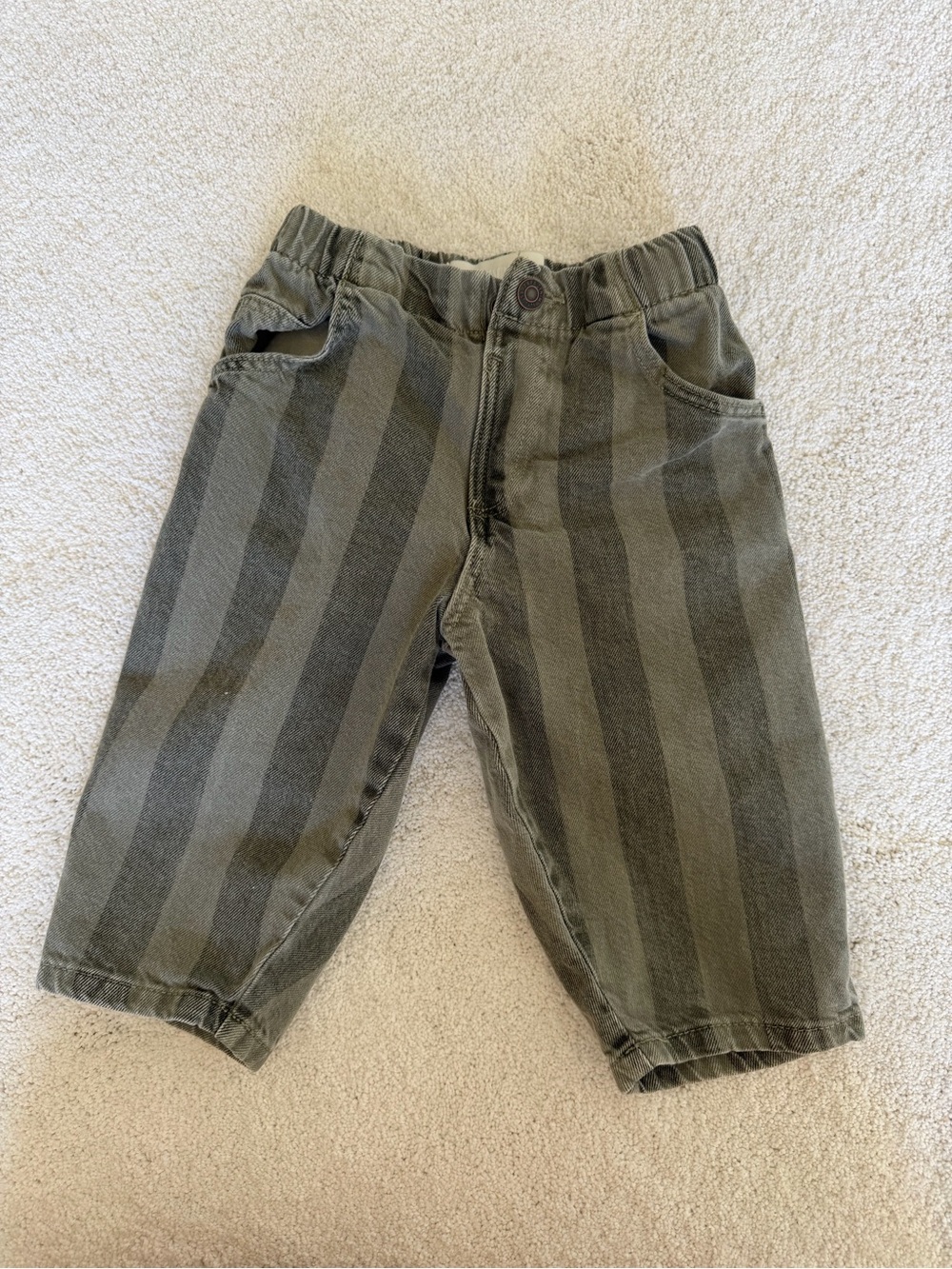 Zara Olive & Dark Olive Striped Pull-On Shorts